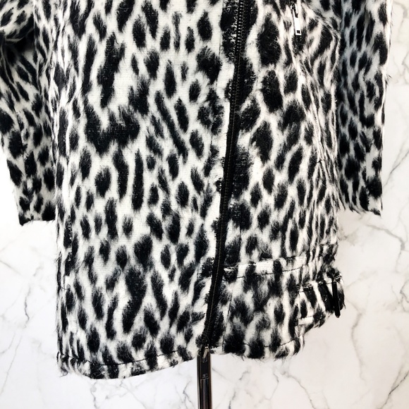 NWOT Banana Republic Snow Leopard Wool Moto Coat - Picture 6 of 8